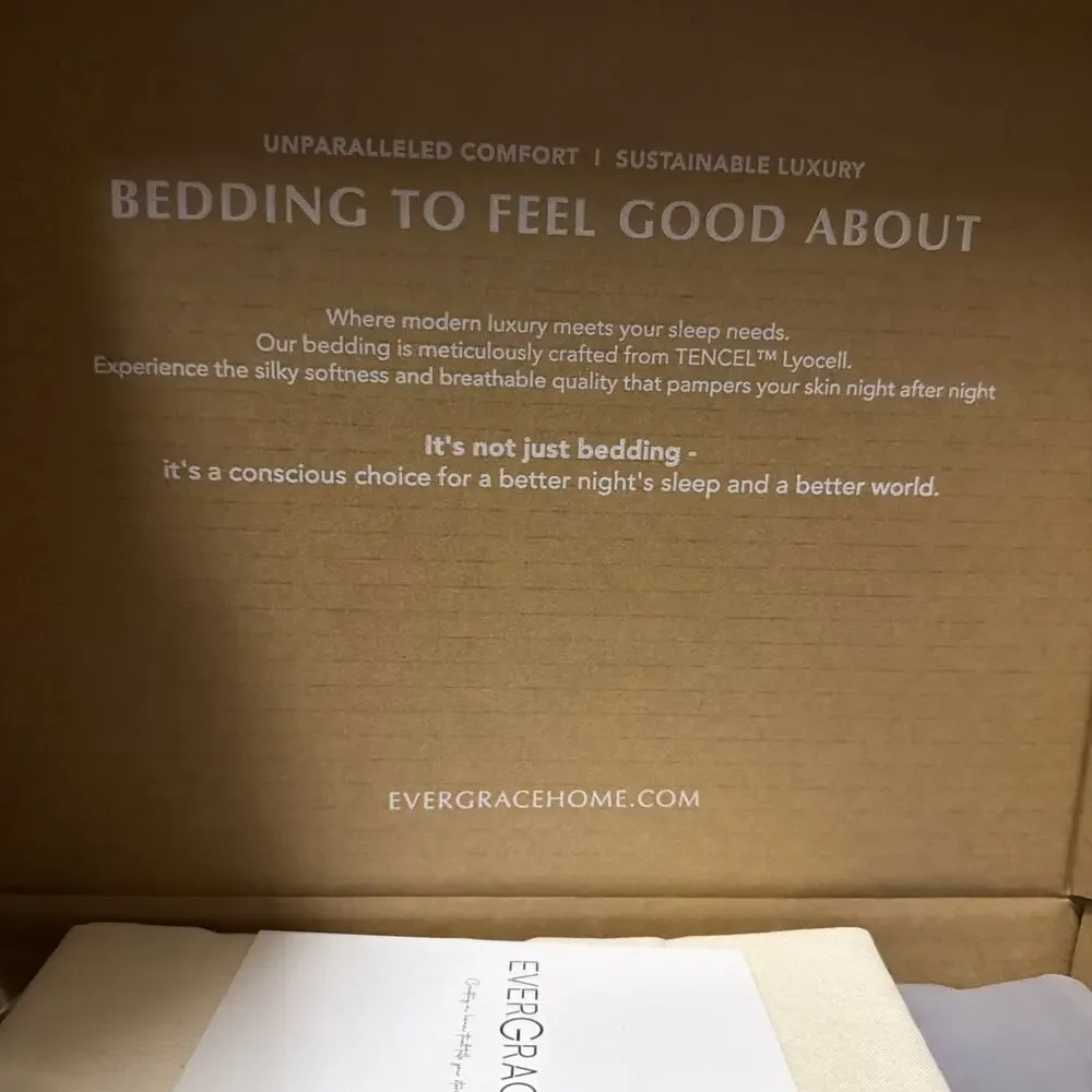 EVERGRACEHOME Tencel Lyocell Cooling Duvet Cover Set Natural Eucalyptus Queen